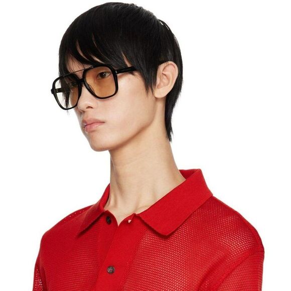 NEW Saint Laurent SL545 001 Black Light Yellow Pilot Unisex Sunglasses - Picture 6 of 15